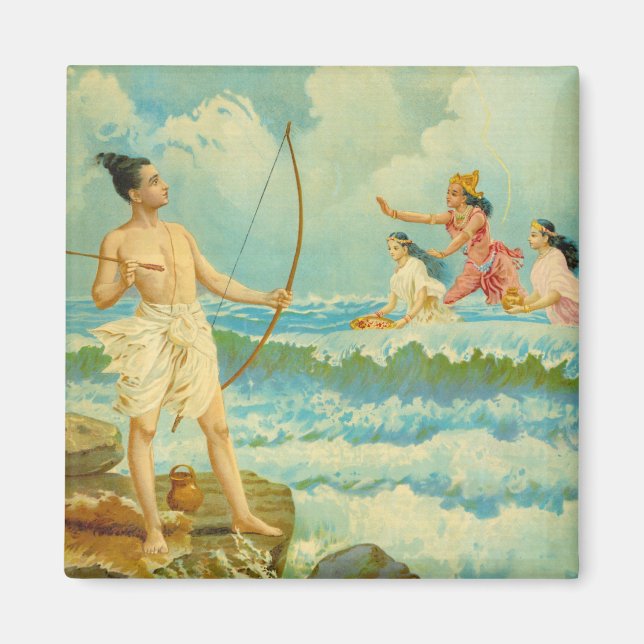Aimant Rama vainc la mer par Raja Ravi Varma (Devant)