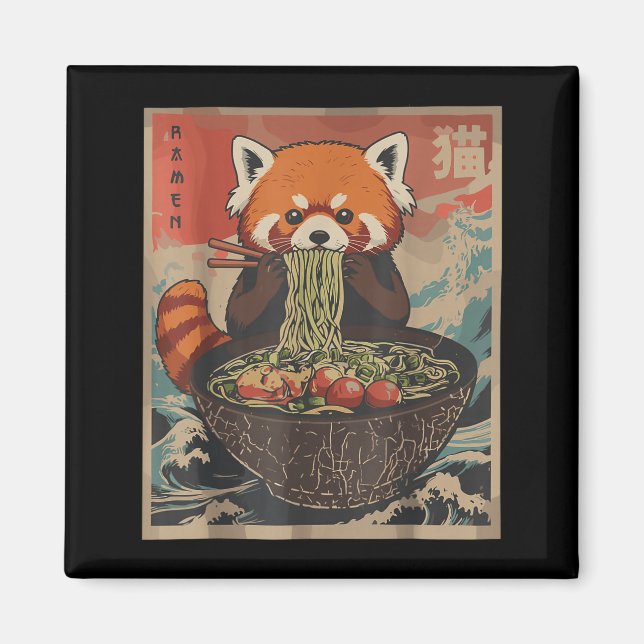 Aimant Ramen Japanese Graphic Tees Red Panda Anime Shirts (Devant)