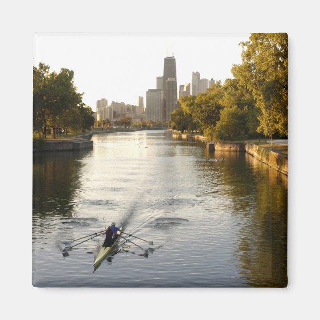 Aimant Rameurs dans le lagon de Lincoln Park, Chicago, Il (Devant)