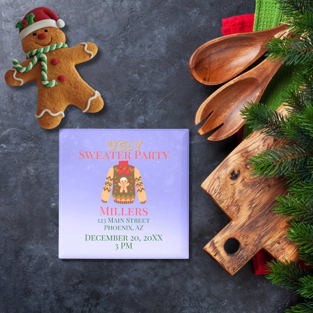 Aimant Rappel de la fête du pull moche (Ugly Sweater Party Reminder Magnet)