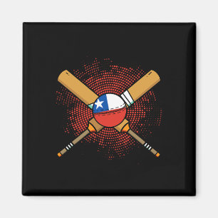 Aimant Raquette de cricket chilienne et drapeau Ll du Chi