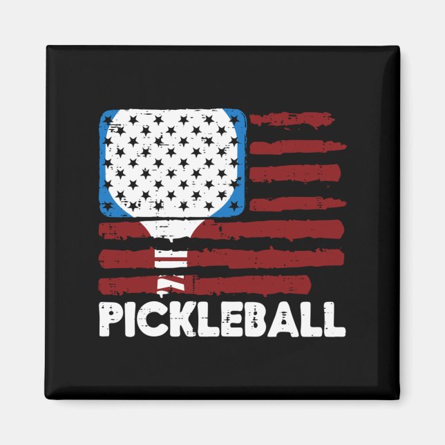 Aimant Raquette de Pickleball Drapeau Patriot Pickle Ball (Devant)