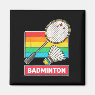 Aimant Raquette Et Navette Badminton De Style Rétro