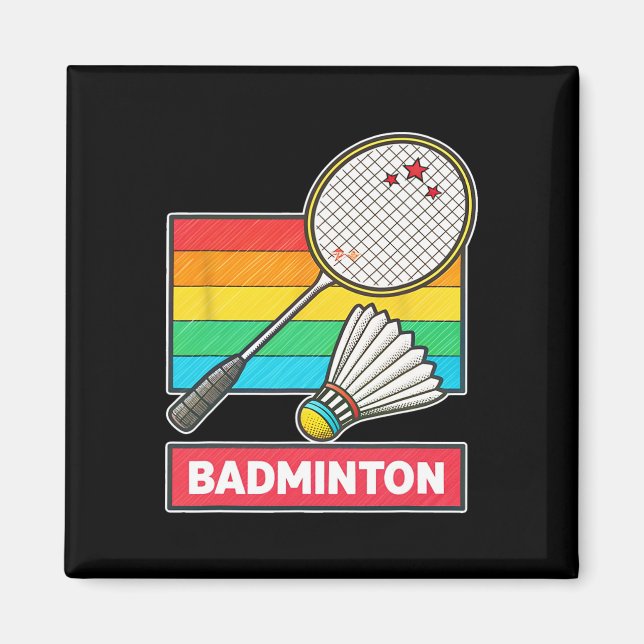 Aimant Raquette Et Navette Badminton De Style Rétro (Devant)