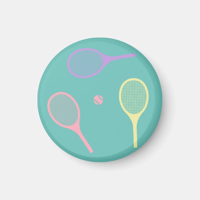 Aimant Raquettes de tennis Pastel avec balle de tennis su (Devant)