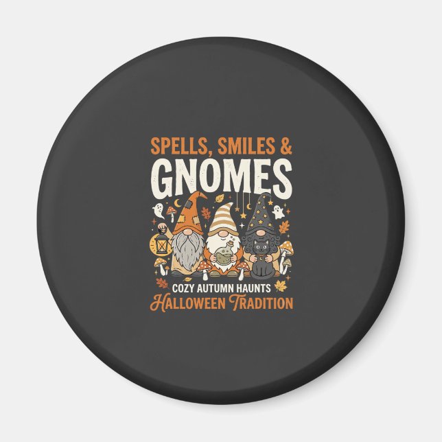 Aimant Rassemblement de Gnome Confortable d'Halloween (Devant)