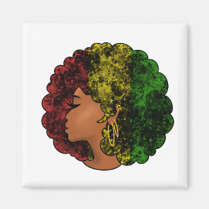 Aimant Rasta femme noire afro rouge jaune vert