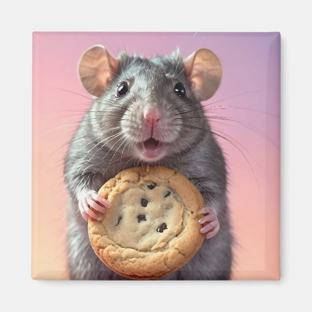 Aimant Rat mignon Avec Chip Cookie Chocolate (Devant)