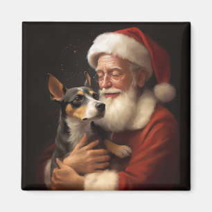 Aimant Rat Terrier Avec Noël Festif Du Père Noël