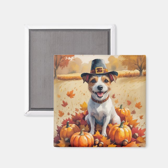 Aimant Rat Terrier dans l'art des feuilles d'automne de T (Recto/Verso)