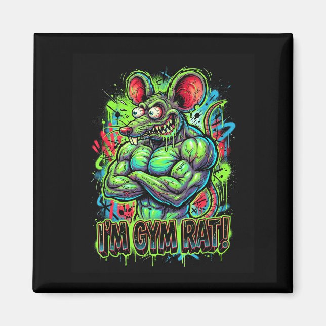 Aimant Raton de gym musclé Bodybuilder Graffiti Workout F (Devant)