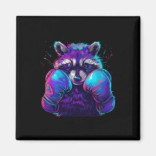 Aimant Raton laveur boxeur avec gants de boxe Kickboxing