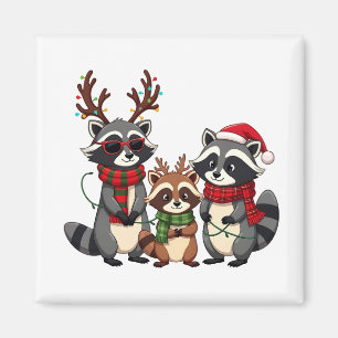 Aimant Raton laveur de Noël avec chapeau de Père Noël en
