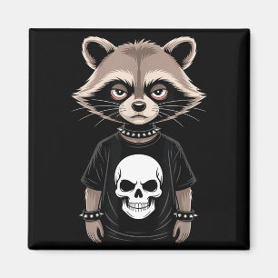Aimant Raton laveur emo sombre avec style punk alternatif