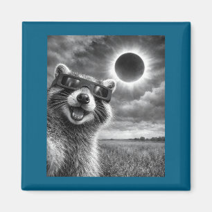 Aimant Raton laveur graphique drôle selfie éclipse solair