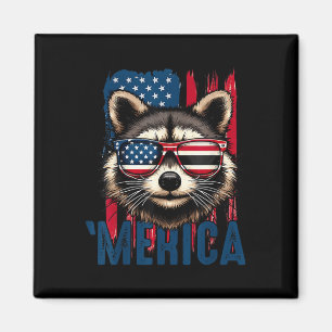 Aimant Raton laveur 'Merica Joyeux 14 juillet Raton laveu