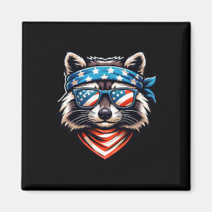 Aimant Raton laveur patriotique 4 juillet Drapeau américa