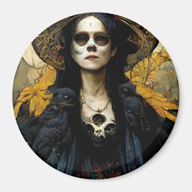 Aimant Raven Witch 3 Imaginaire Horreur Goth Gothique (Devant)