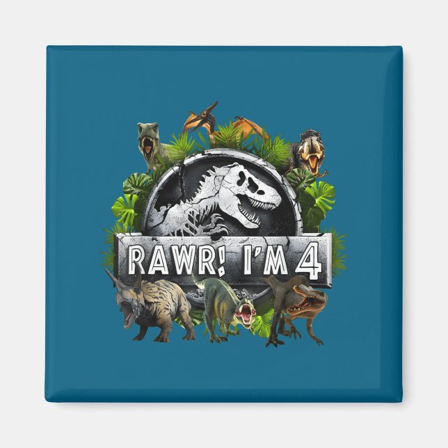 Aimant Rawr I'm 4 4th Birthday T Rex Dinosaur Funny Party (Devant)