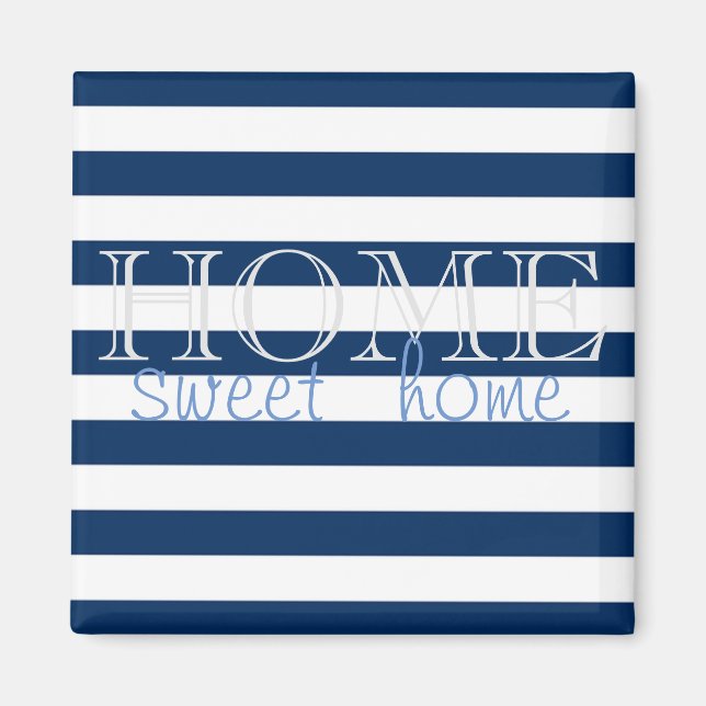 Aimant Rayoires bleu marine moderne, Home Sweet Home (Devant)