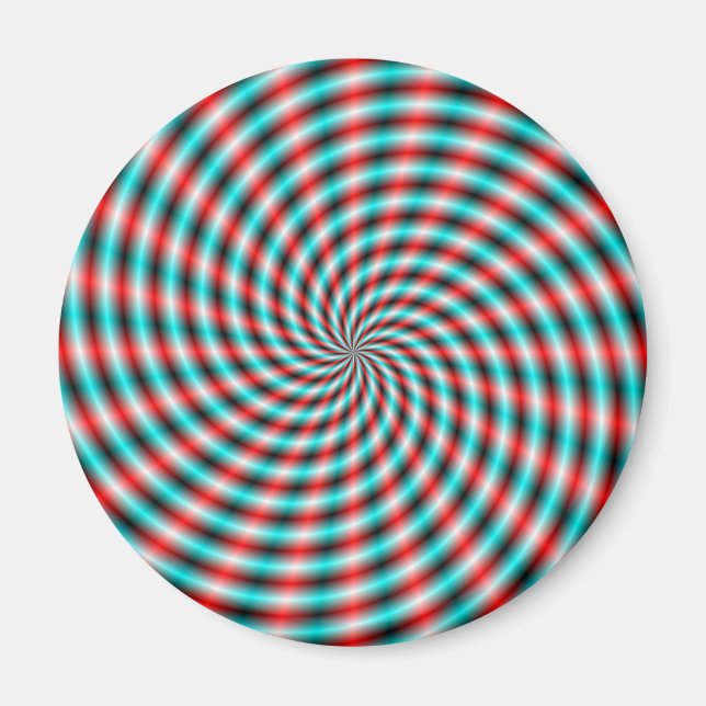 Aimant Rayons magnétiques turquoise et rouge spirale (Devant)