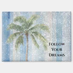 Aimant Rayures Blanches Bleues Palmier Tropical Étincelle