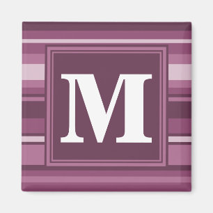 Aimant Rayures de mauve de monogramme