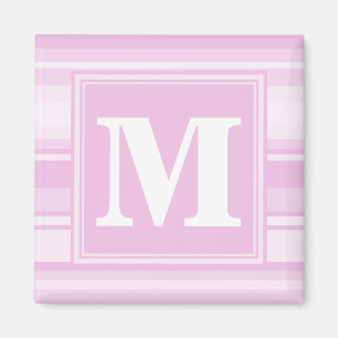 Aimant Rayures de roses pâles de monogramme