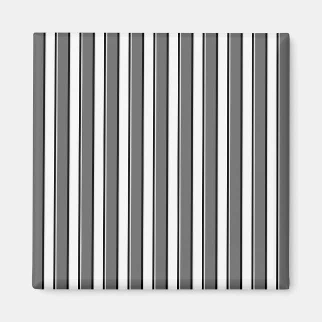 Aimant Rayures grises et noires sur fond blanc (Devant)
