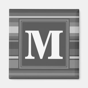 Aimant Rayures grises Monogramme