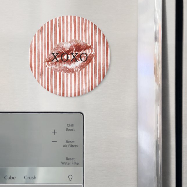 Aimant Rayures Lèvres Rouges Baiser XOXO  (In situ (réfrigérateur))