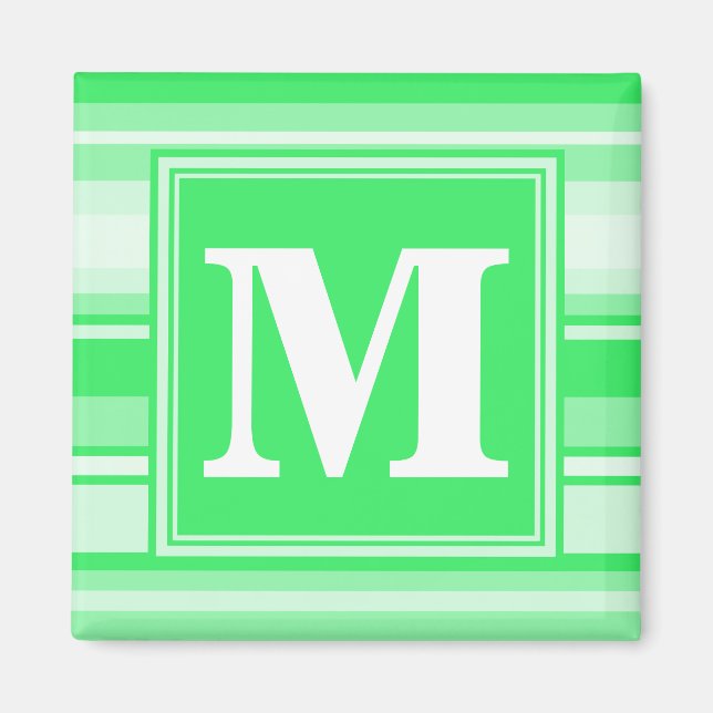 Aimant Rayures vert printemps Monogram (Devant)