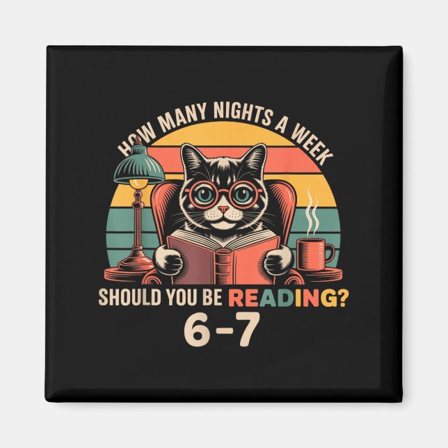Aimant Reading 67 Meme Englieacher In Funny 67 Retro Cat  (Devant)