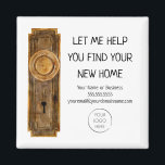 Aimant Realtor Marketing Contact Vieux Vintage Door Knob<br><div class="desc">Cet adorable aimant présente une aquarelle originale d'une plaque de porte. Customisez tous les termes pour convenir à votre occasion,  et ajoutez votre logo et vos coordonnées.</div>