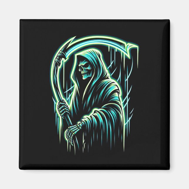Aimant Reaper Squelette Cool Halloween Métal lourd M (Devant)
