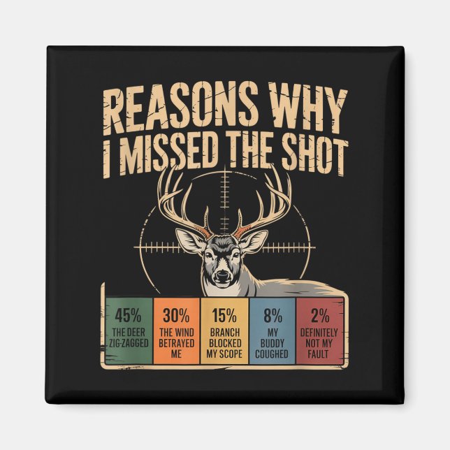 Aimant Reasons Why I Missed The Shot Funny Deer Hunting E (Devant)