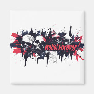 Aimant "Rebel Forever" - Edgy Skull Design graphique