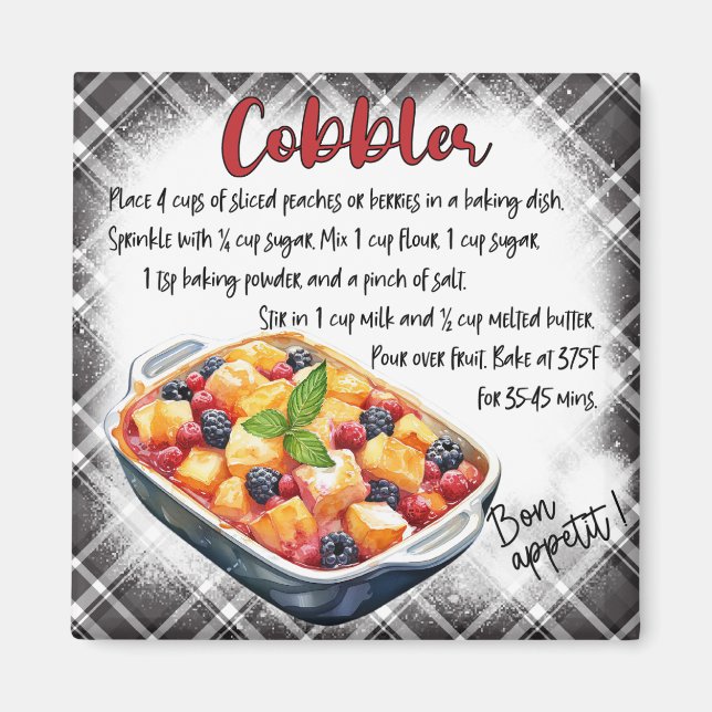 Aimant Recette de Cobbler de Fruits (Devant)