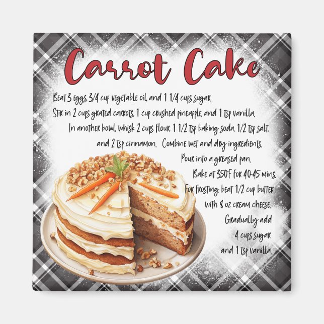 Aimant recette de gâteau à la carotte (Devant)