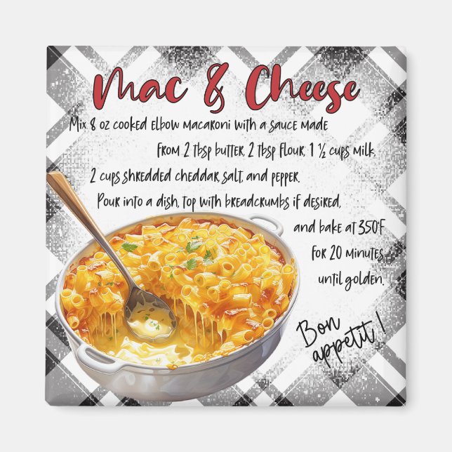 Aimant Recette de Mac & Cheese (Devant)