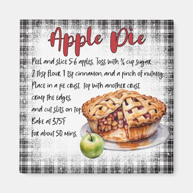 Aimant Recette de tarte aux pommes (Devant)