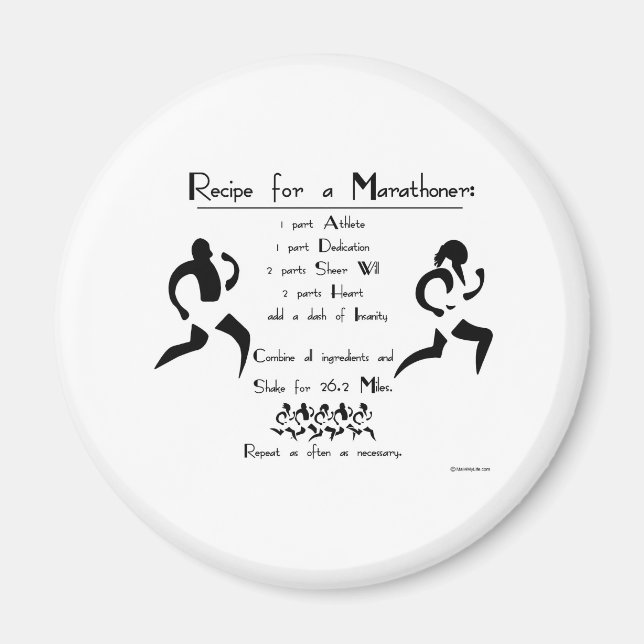 Aimant Recette pour un marathonien (Devant)