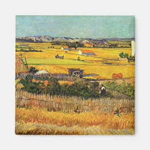 Aimant Récolte à La Crau, avec Montmajour à l'arrière-pla