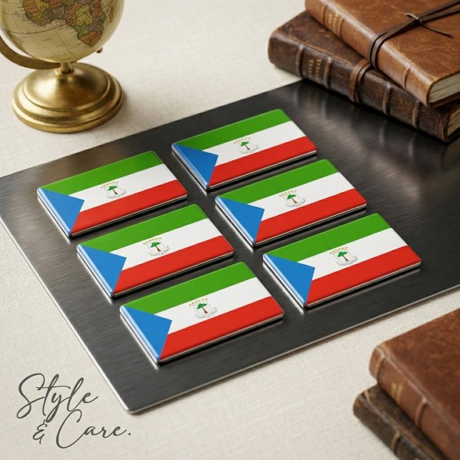 Aimant rectangle du drapeau national de la Guinée  (Equatorial Guinea National Flag Rectangle magnet)