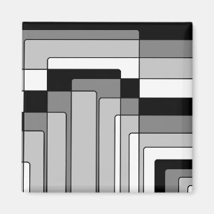 Aimant Rectangles Abstraites en noir et blanc