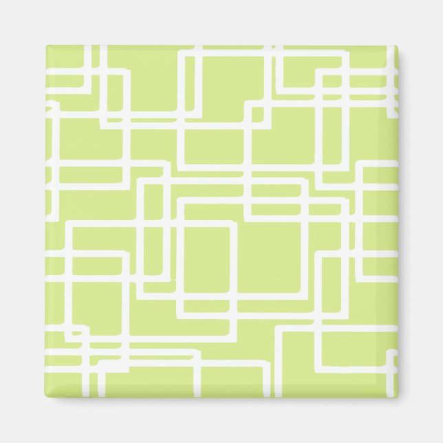 Aimant Rectangles Blancs Rétro Modernes Sur Raisin Pâle (Devant)