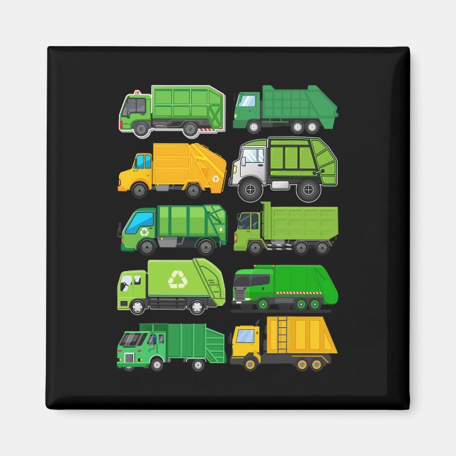 Aimant Recyclage Garge Camion Anniversaires de enfants Ca (Devant)