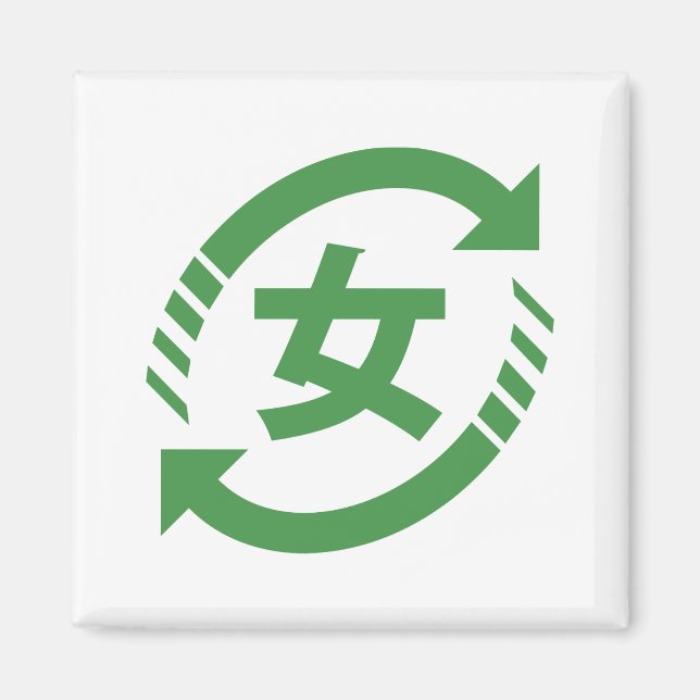Aimant Recycler les filles japonaises | SYMBOLE Kanji Nih (Devant)