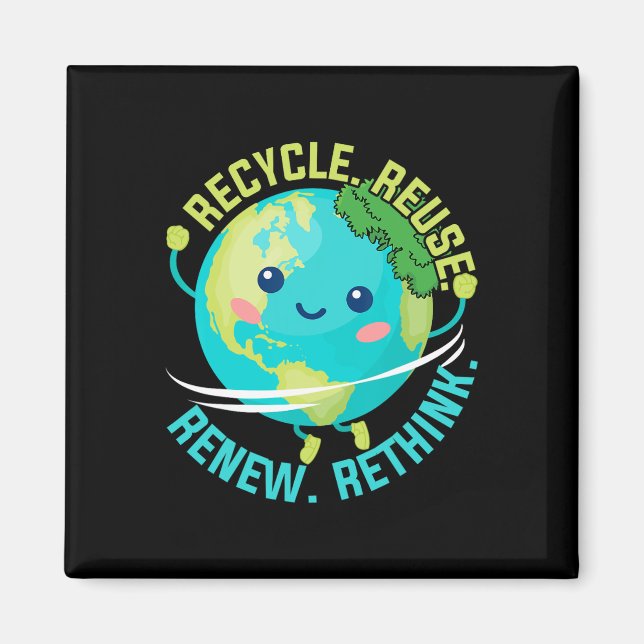 Aimant Recycler Réutiliser Réutiliser Repenser Jour des t (Devant)