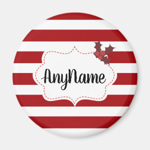 Aimant Red and White Christmas Magic Mistletoe Custom